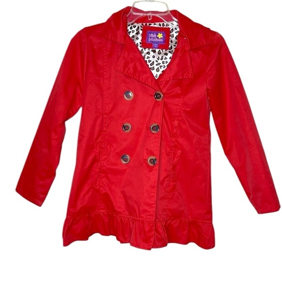 Pink Platinum Girls Double Breasted Red Rain Coat - Picture 1 of 8